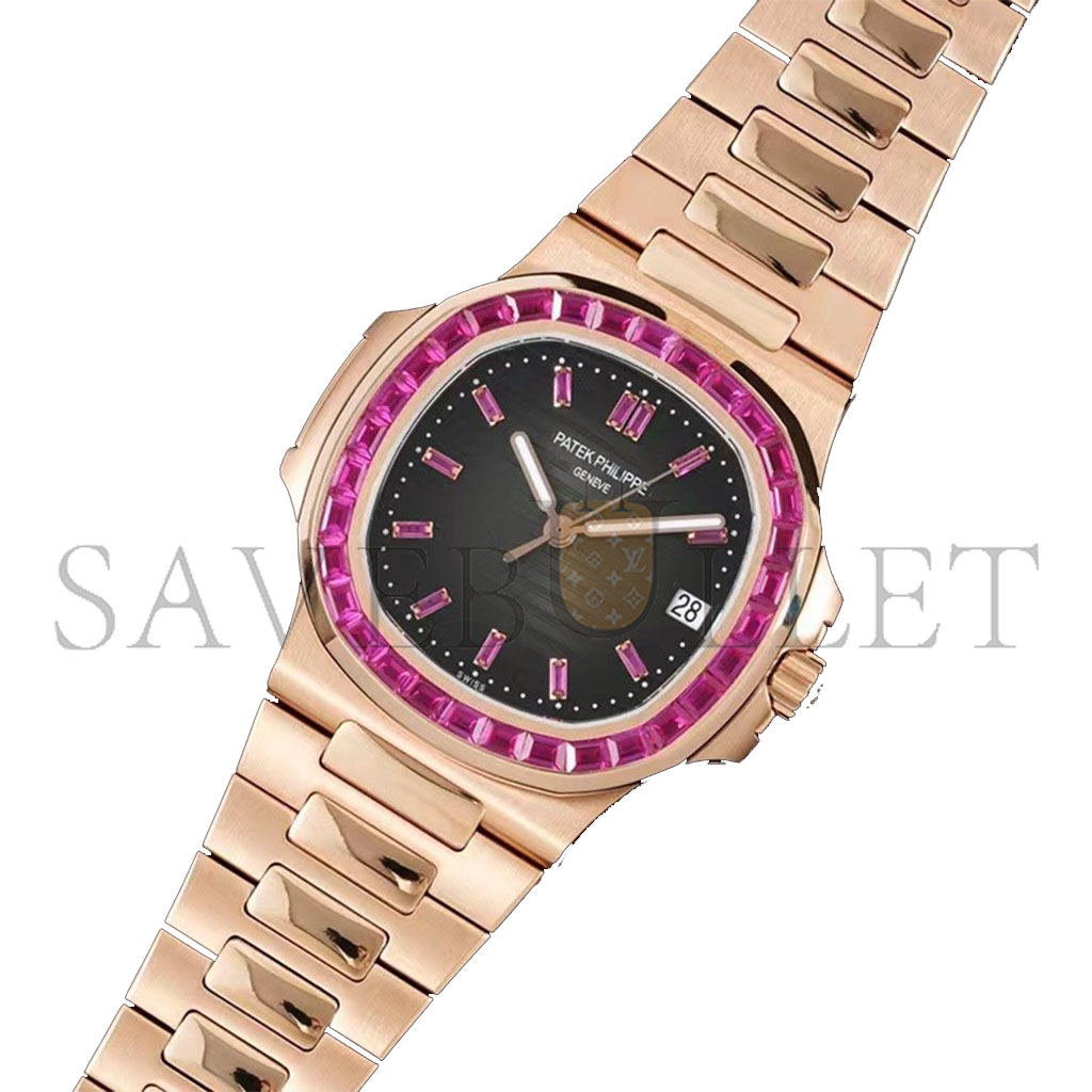 PATEK PHILIPPE ROSE GOLD BLACK DIAL ICED OUT WATCH 5711/1A-018